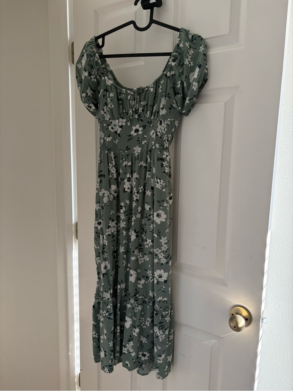Hollister Sage Green Floral Maxi Dress